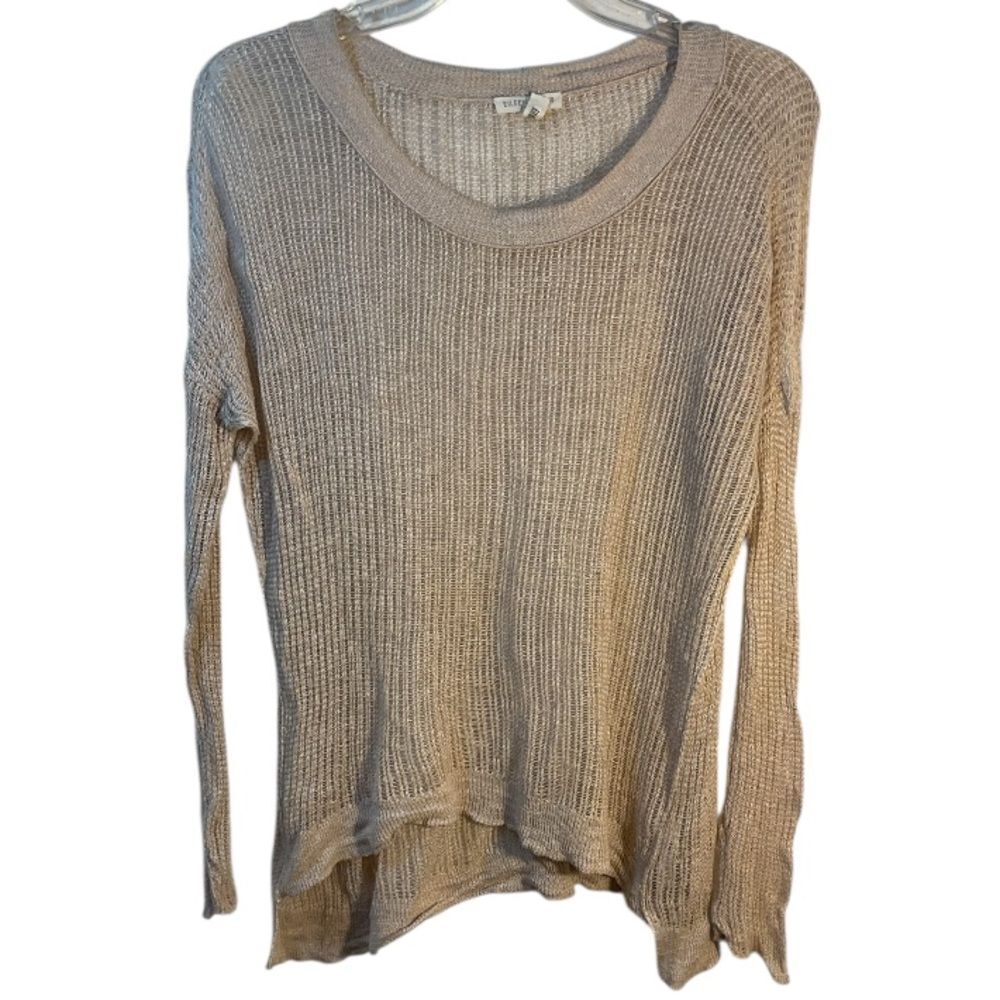 EILEEN FISHER LADIES SWEATER ps petite small brown organic cotton capsule linen